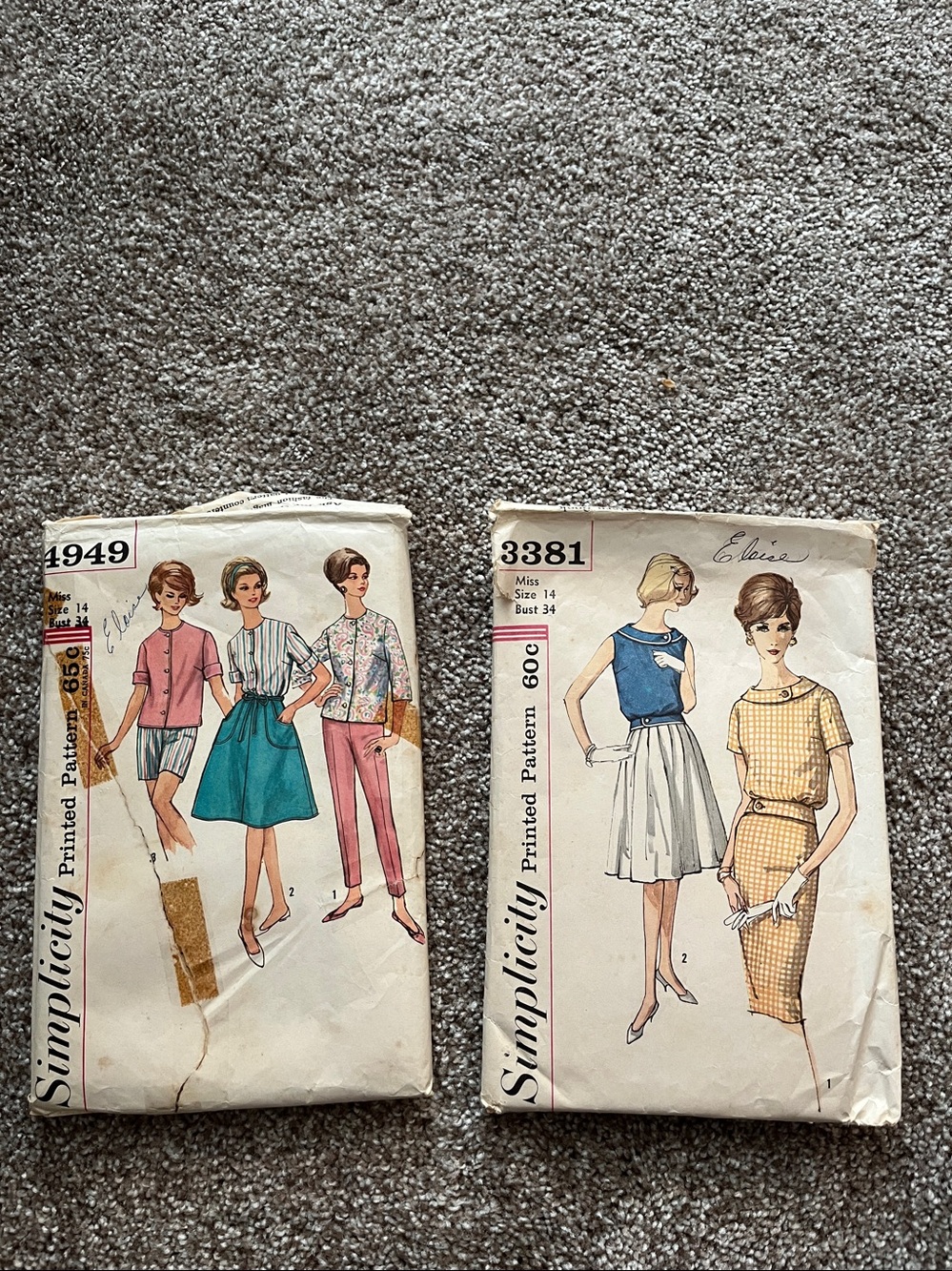Rare Simplicity Sewing Pattern Pack 3381-4949 From 60s